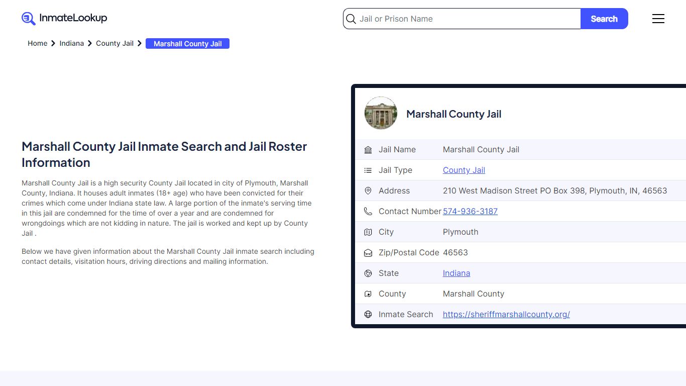 Marshall County Jail Inmate Search, Jail Roster ... - Inmate Lookup