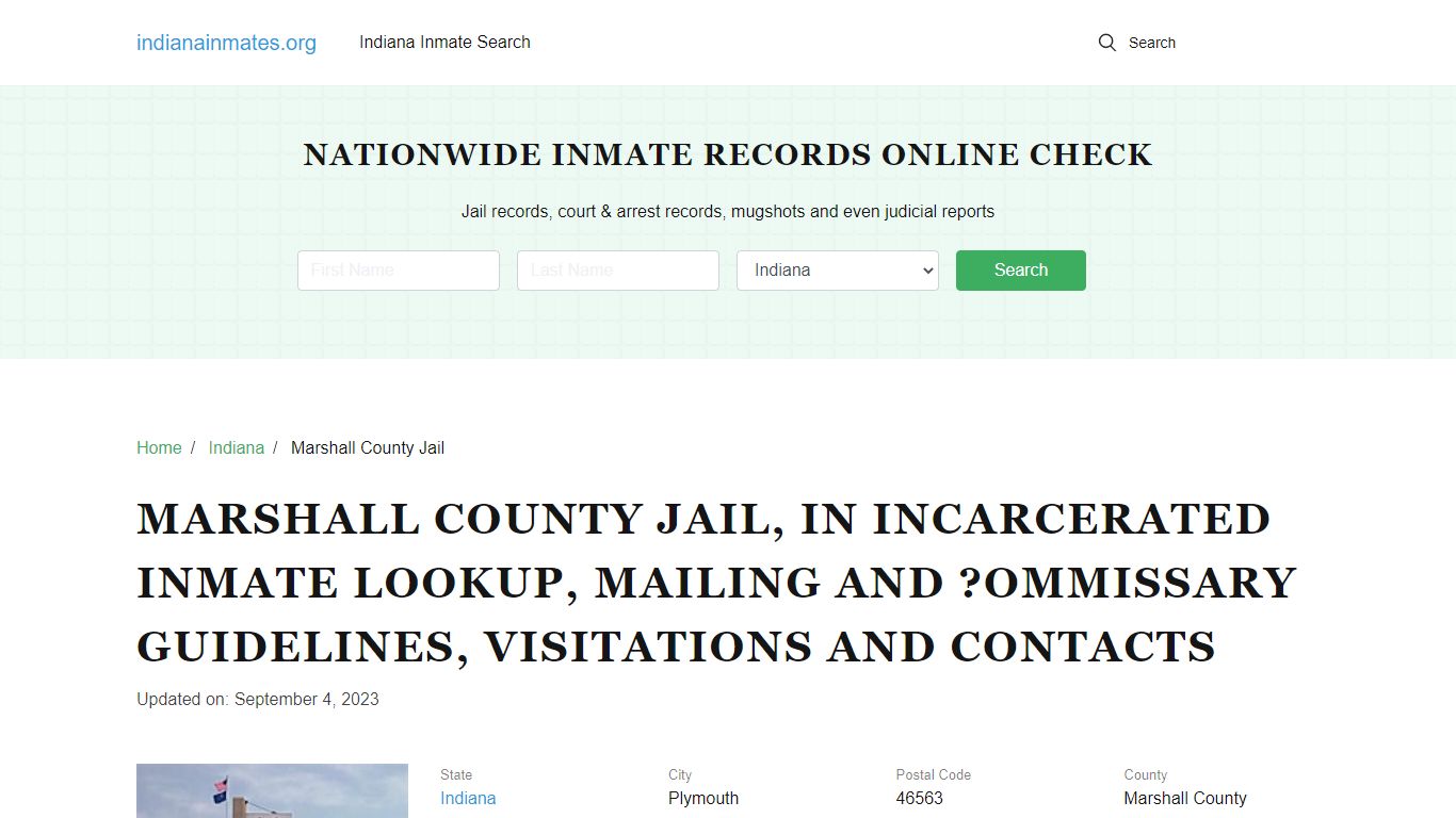 Marshall County Jail, IN Incarcerated Inmate Lookup, Mailing and ...