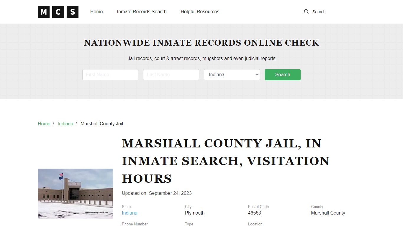 Marshall County, IN Jail Inmates Search, Visitation Rules